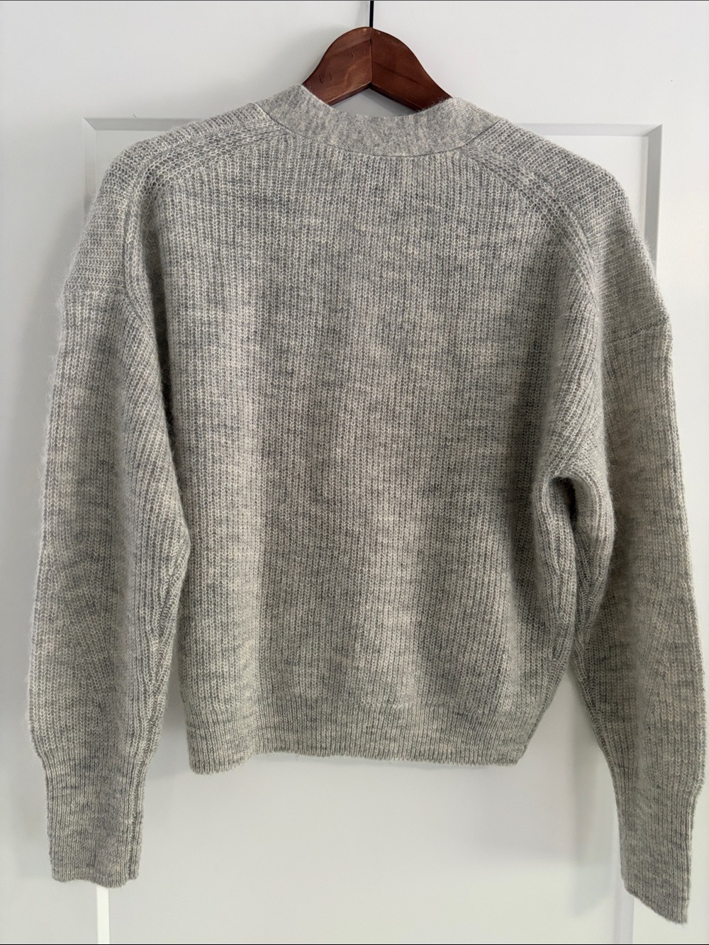 J. Crew Heathered Light Beige V-Neck Button Cardigan - Picture 3 of 4